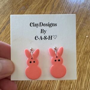 Pink Bunny Earrings by ClayDesignsbyCASH